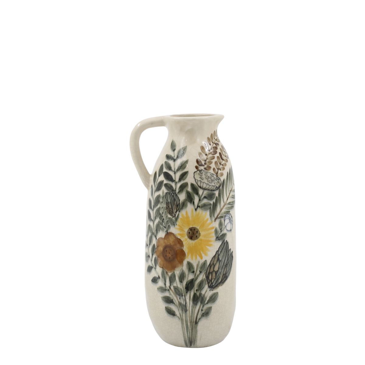 Jug w. floral motif H36/D16 cm cream