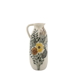 Jug w. floral motif H36/D16 cm cream