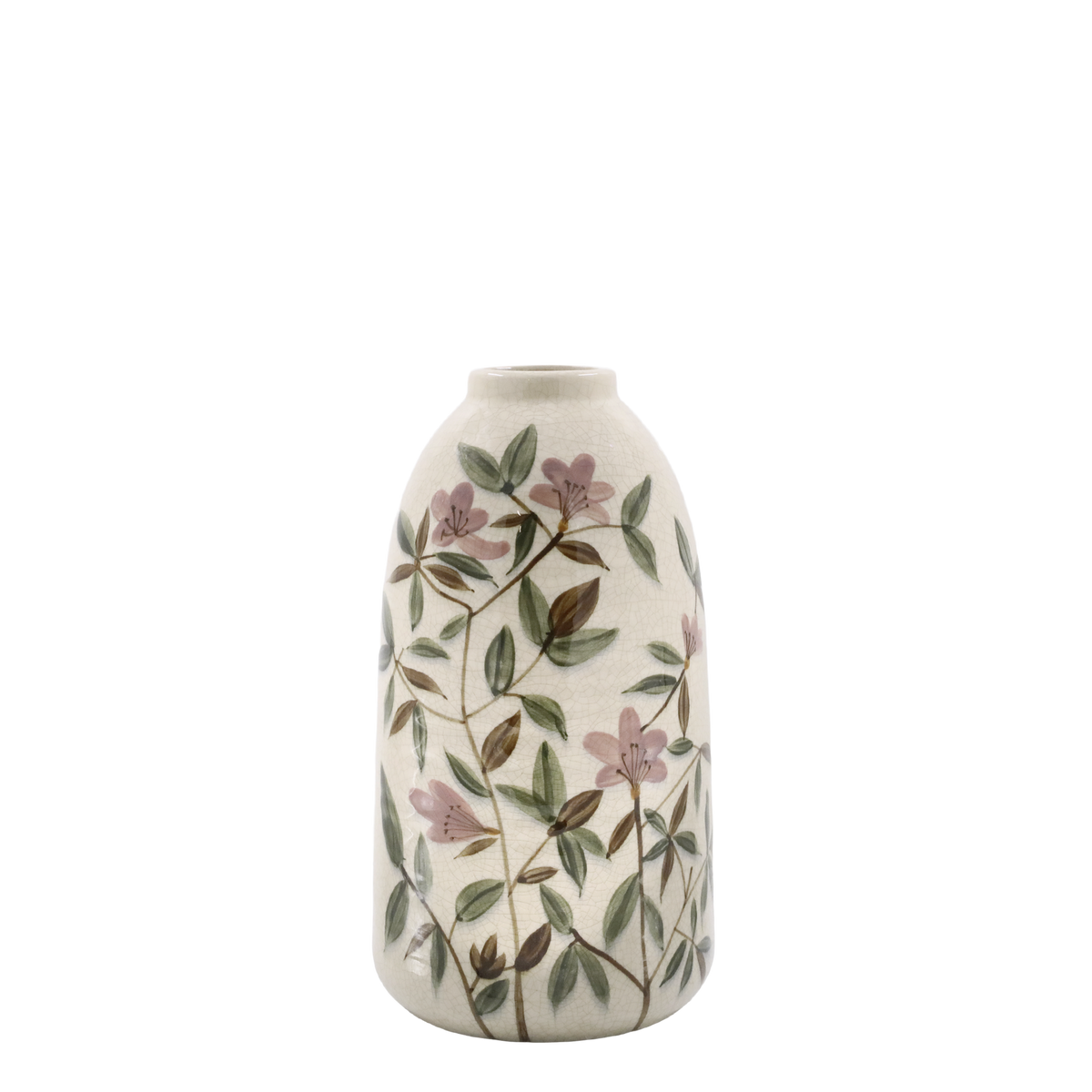 Vase w. floral motif H33/D18 cm cream