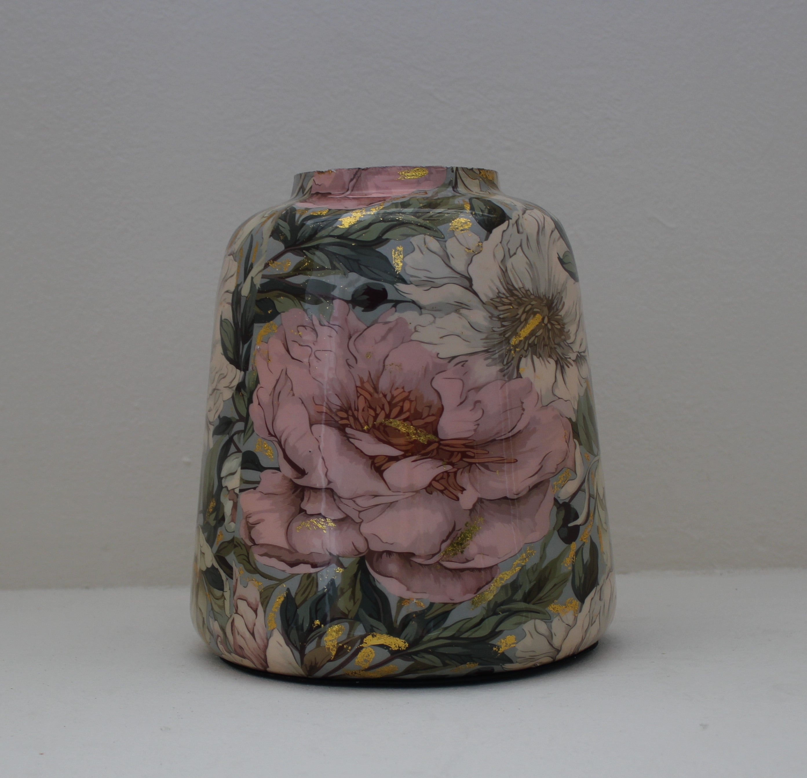 Vase m/ Blomsterdeko h=25cm rosa by Cor Mulder