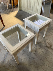 Sengeborde m glasplade, 2 stk samlet