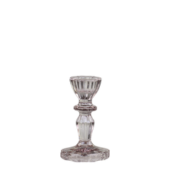 Candlestick w. lace edge H10/D7 cm taupe