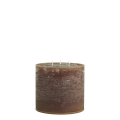 Macon Pillar candle rustic w. 3 wicks 80 h H15/D15 cm walnut