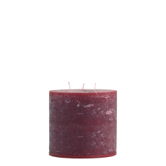 Macon Pillar Candle rustic w. 3 wicks 80 h H15/D15 cm dark red