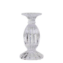 Candlestick w. pearl edge H19.5/D10.5 cm clear