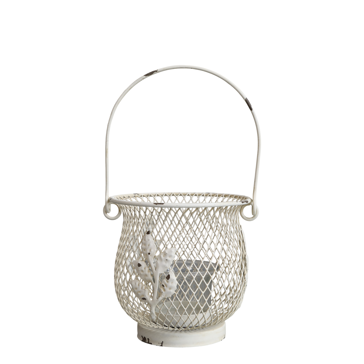 Fil de fer Hurricane w. handle H22/D11.8 cm antique cream