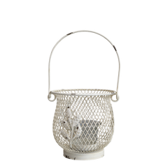 Fil de fer Hurricane w. handle H22/D11.8 cm antique cream