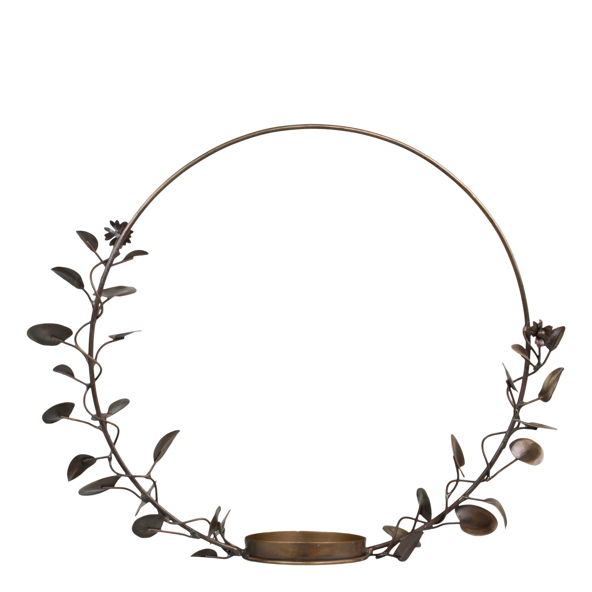 Wreath for candle H31/L39/W9 cm antique brass