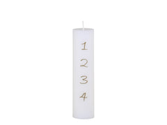 Advent Candle w. gold print 48 h H20/D5 cm antique white