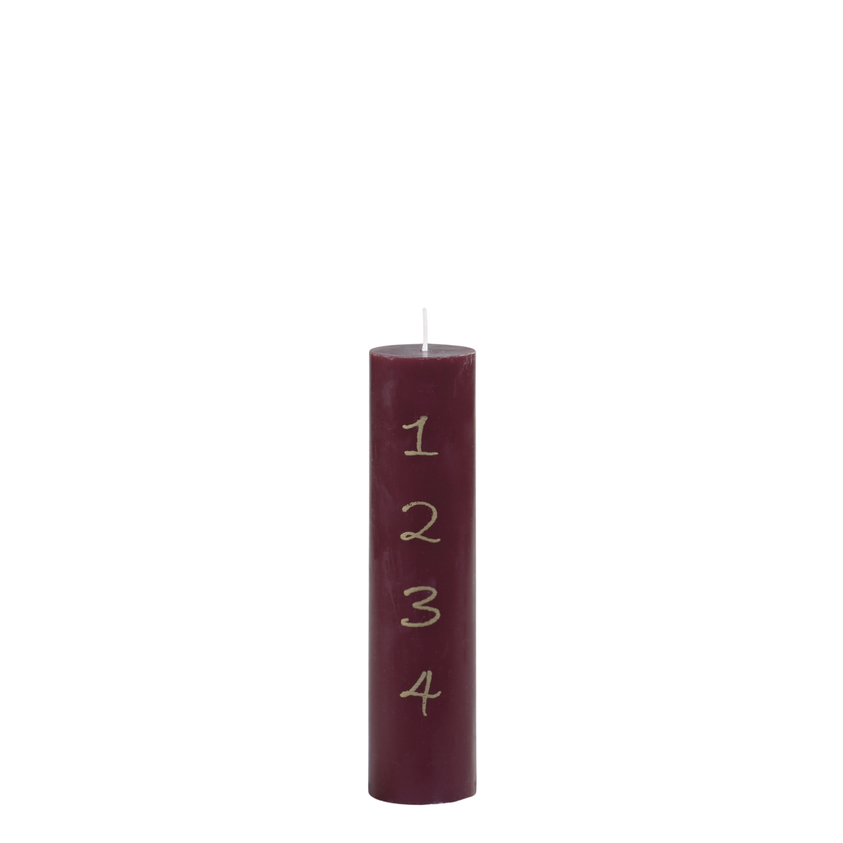Advent Candle w. gold print 48 h H20/D5 cm antique cherry