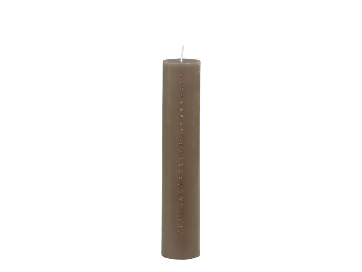 Advent Candle w. gold print 60 h H25/D5 cm antique linen