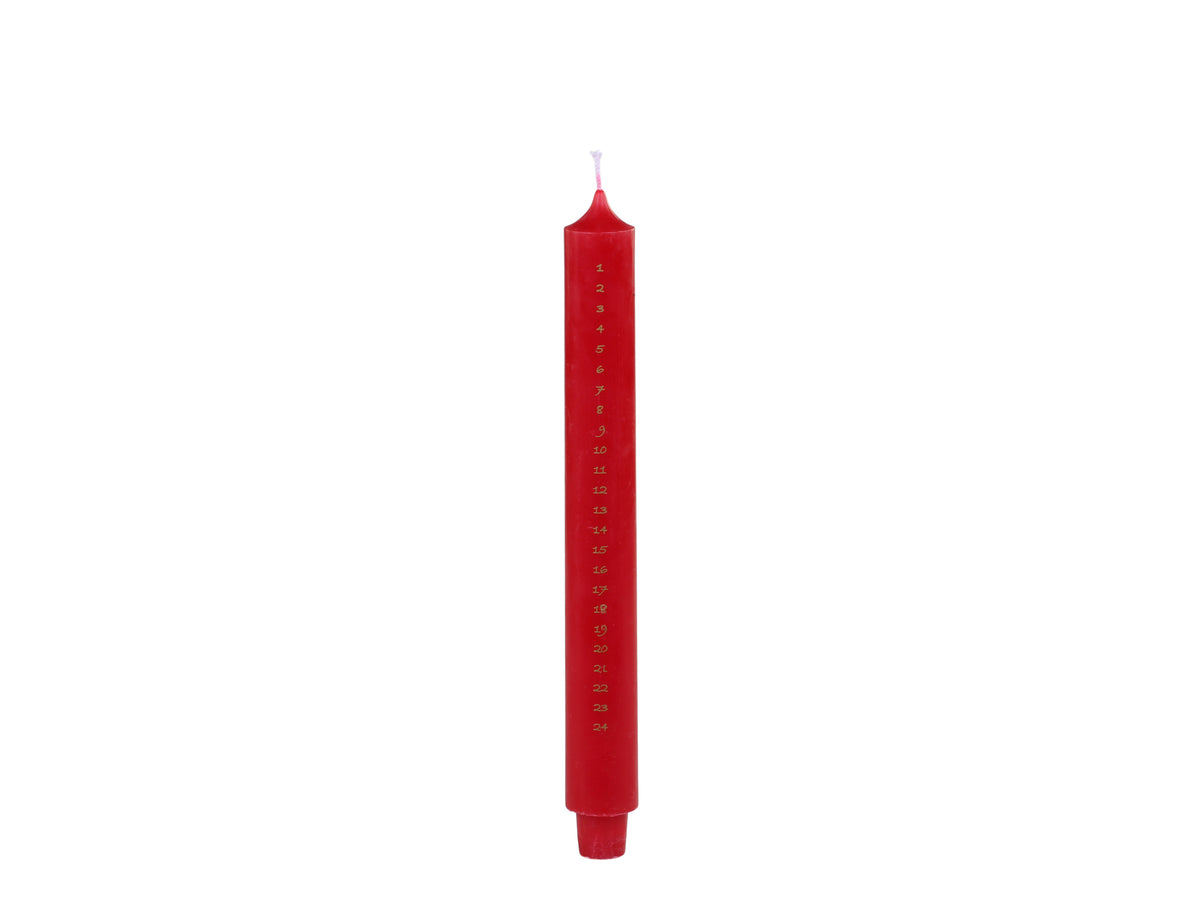 Advent Candle w. gold print 20 h H29/D3 cm antique chili