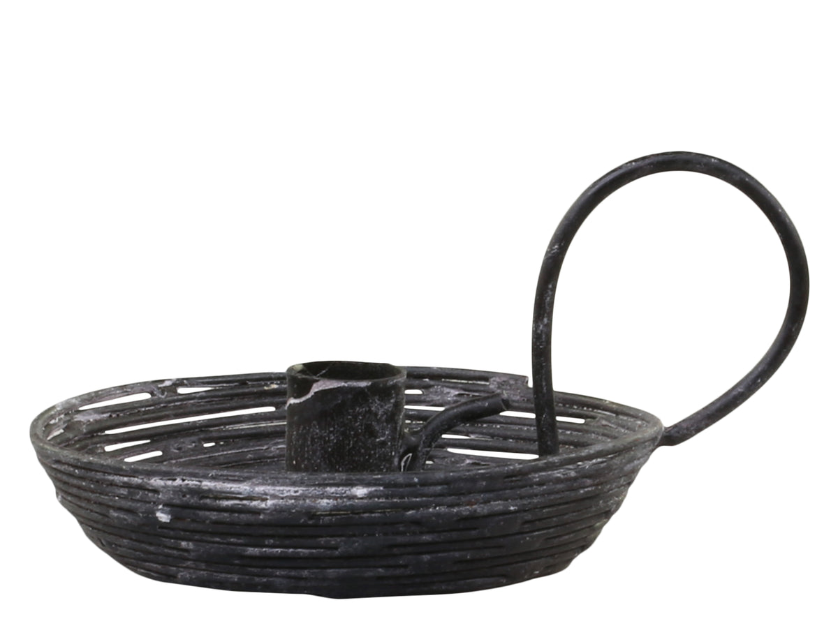 Fil de fer Chamberstick H5/L9.5/W7.5 cm antique black