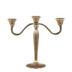 Candlestick 3 armed H22/L24/W9 cm antique brass