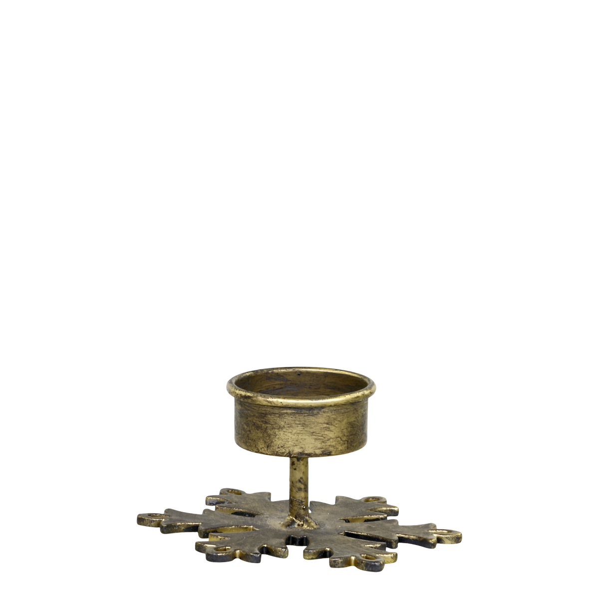 Tealight Holder w. snowflake H4.5/L10/W9 cm antique brass