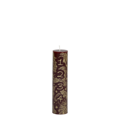Advent Candle w. gold print 48 h H20/D5 cm antique cherry