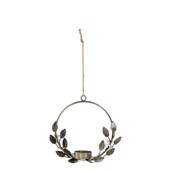 Wreath for tealights w. hanger D17 cm antique brass