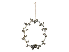 Wreath for short dinner candle w. hanger H35/L29 cm antique brass