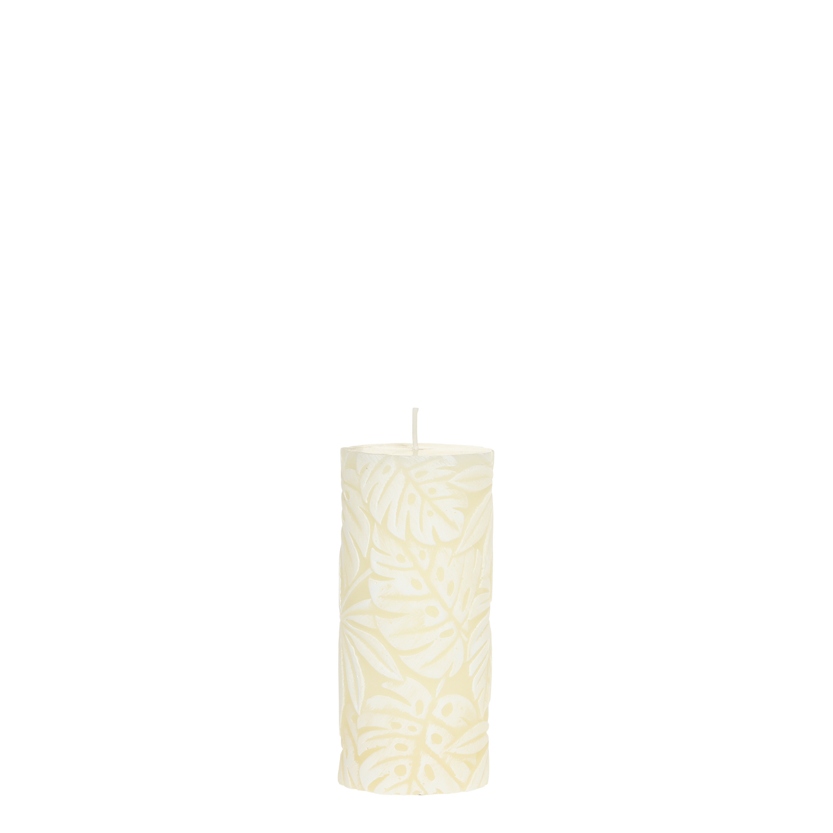 Macon Pillar Candle w. leaf pattern 64 h H15/D7 cm cream