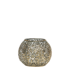 Vire Tealight Holder w. pattern H8/D10.5 cm antique brass