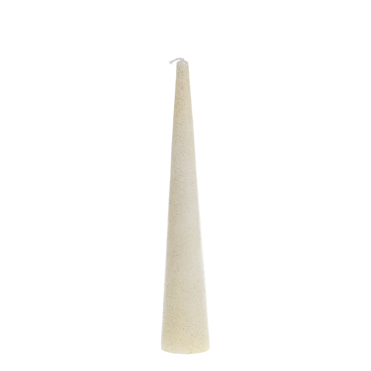 Pillar Candle cone w. glitter H25/D4 cm cream