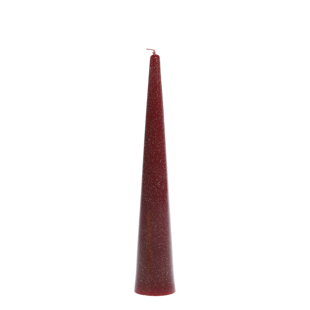 Pillar Candle cone w. glitter H25/D4 cm cherry