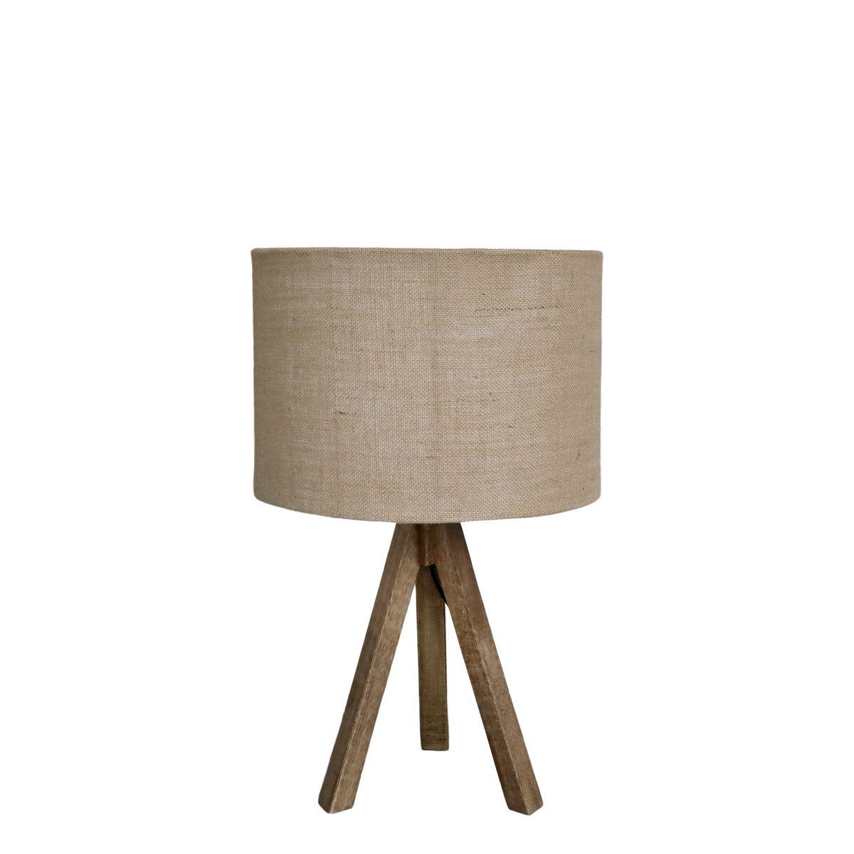 Bordlampe med træfod og lampeskærm i linned H55,5/D33 cm natur