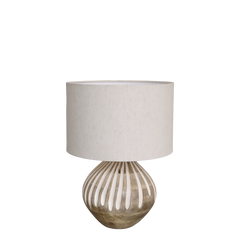 Table Lamp w. pattern & linen lampshade H43.5/D31 cm nature