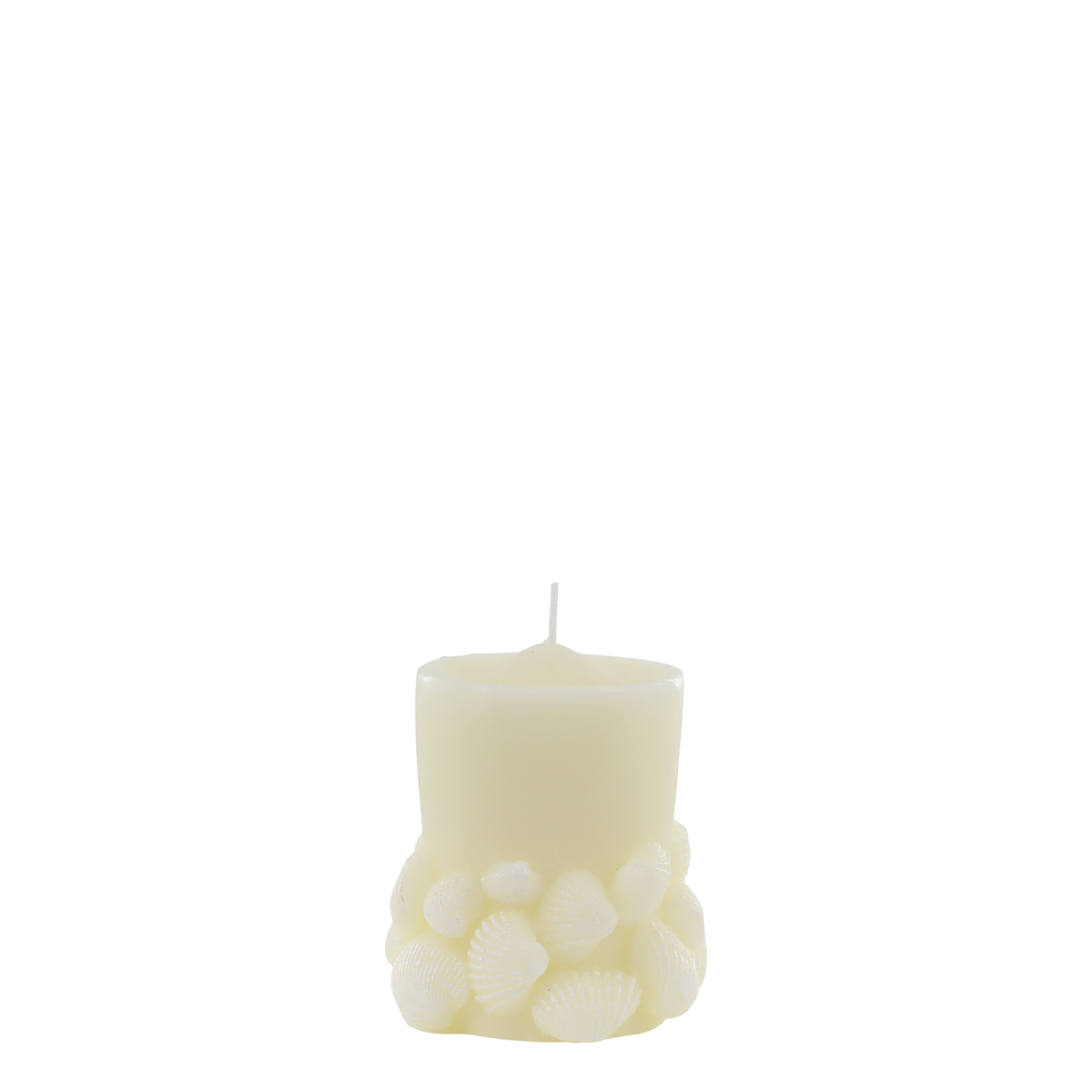 Vienne Pillar Candle w. sea shells H9.5/D9 cm off white