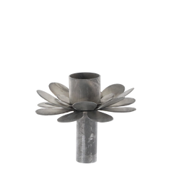 Candleholder flower H7/D7.5 cm antique zinc