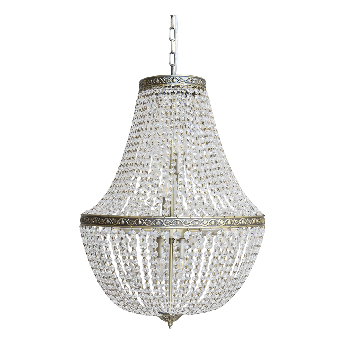 Versailles french Chandelier w. glass prisms H75/D55 cm antique brass