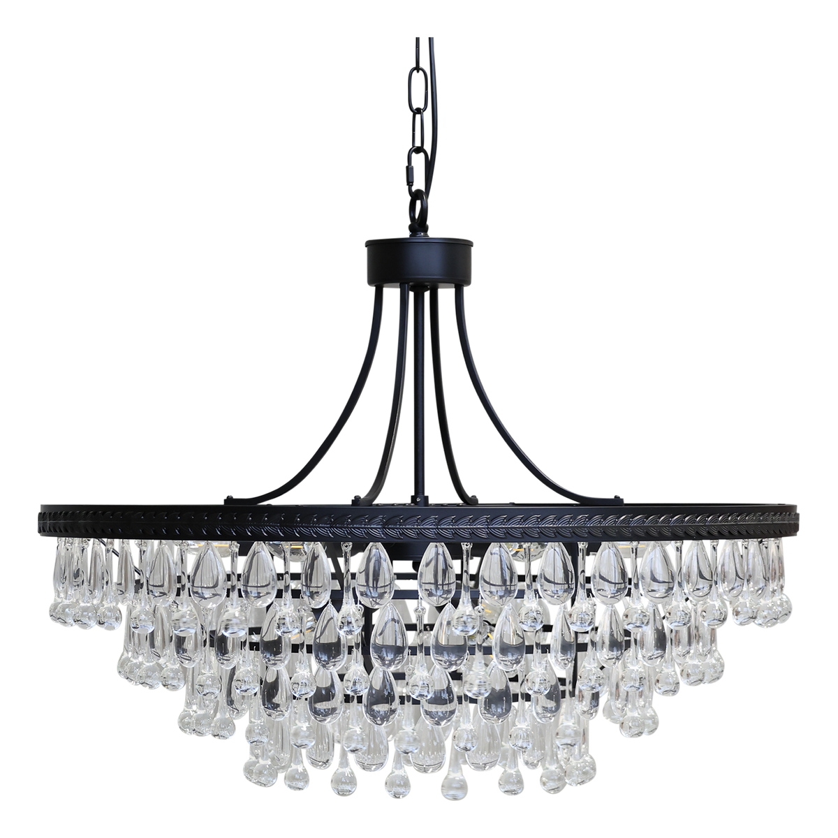 Versailles Chandelier w. dropshaped glass prisms H59/D90 cm black