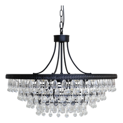 Versailles Chandelier w. dropshaped glass prisms H59/D90 cm black