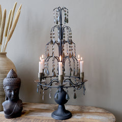 Fransk Lysestage m. prismer, H70/L35,5/B31,5 cm antique mocca