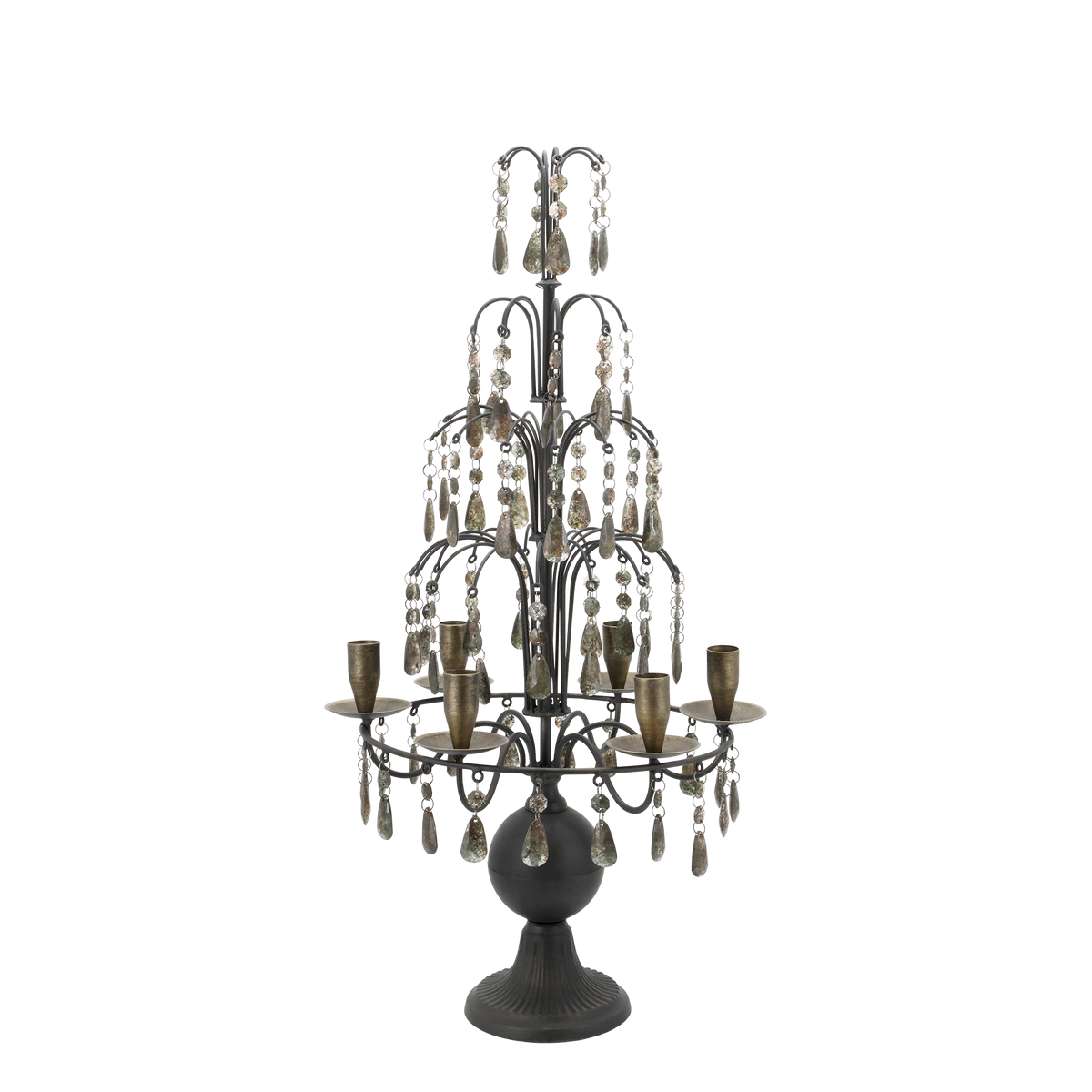 Fransk Lysestage m. prismer, H70/L35,5/B31,5 cm antique mocca