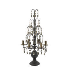 Fransk Lysestage m. prismer, H70/L35,5/B31,5 cm antique mocca