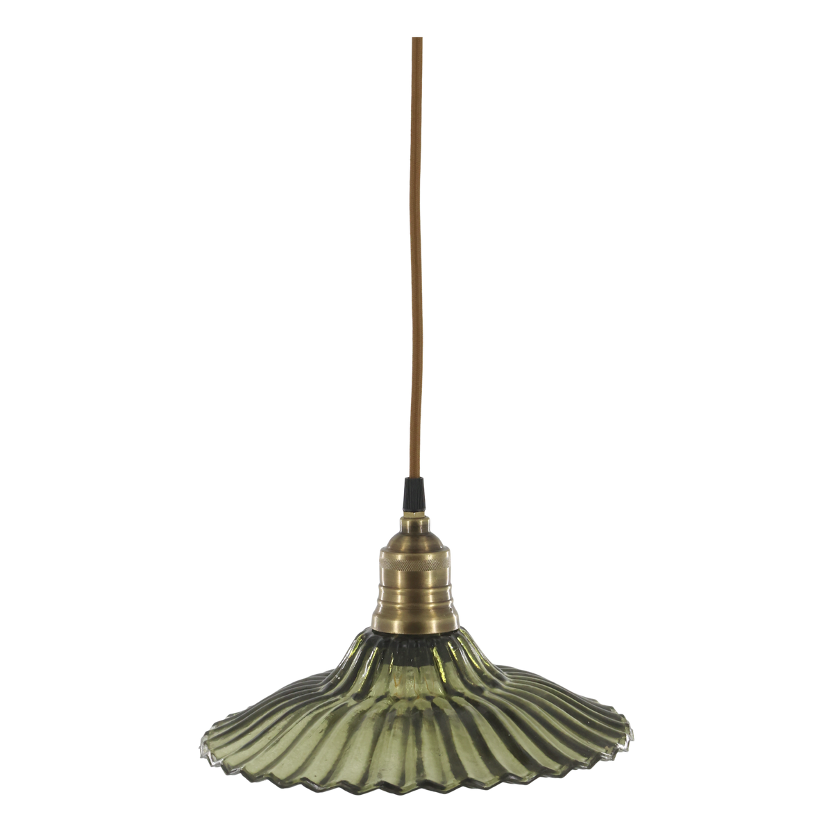 Lampe m. messingtop, H14/Ø26 cm oliven