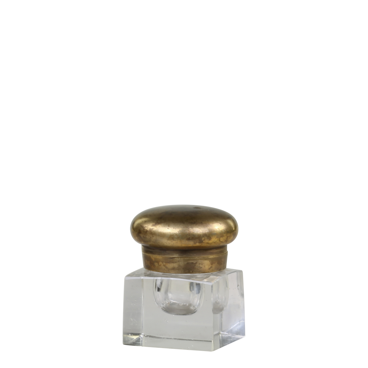 Gl. fransk Vase m. låg, H7,5/L5/B5 cm messing