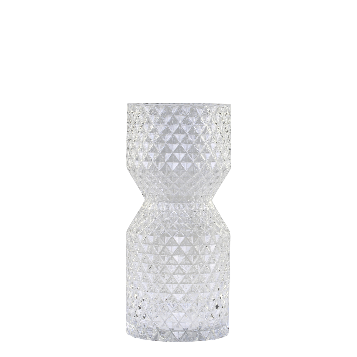 Vase w. diamond cut H27/D12 cm Clear