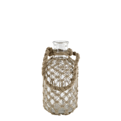 Bottle w. wicker & handle H27/D14 cm nature