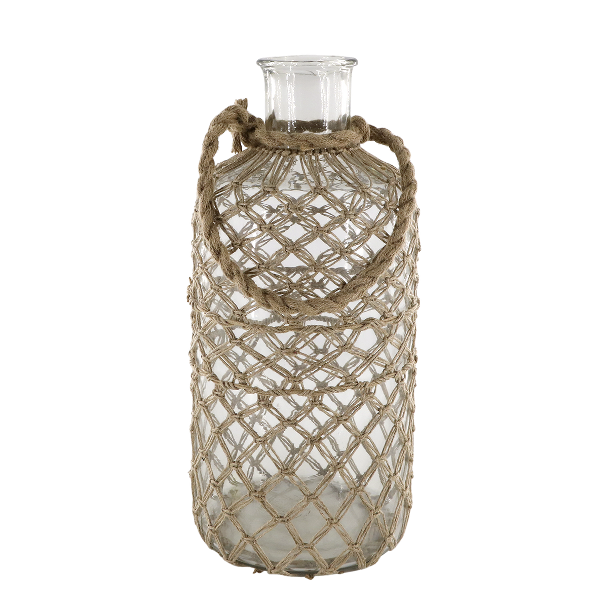 Bottle w. wicker & handle H49/D23 cm nature