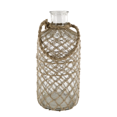 Bottle w. wicker & handle H49/D23 cm nature