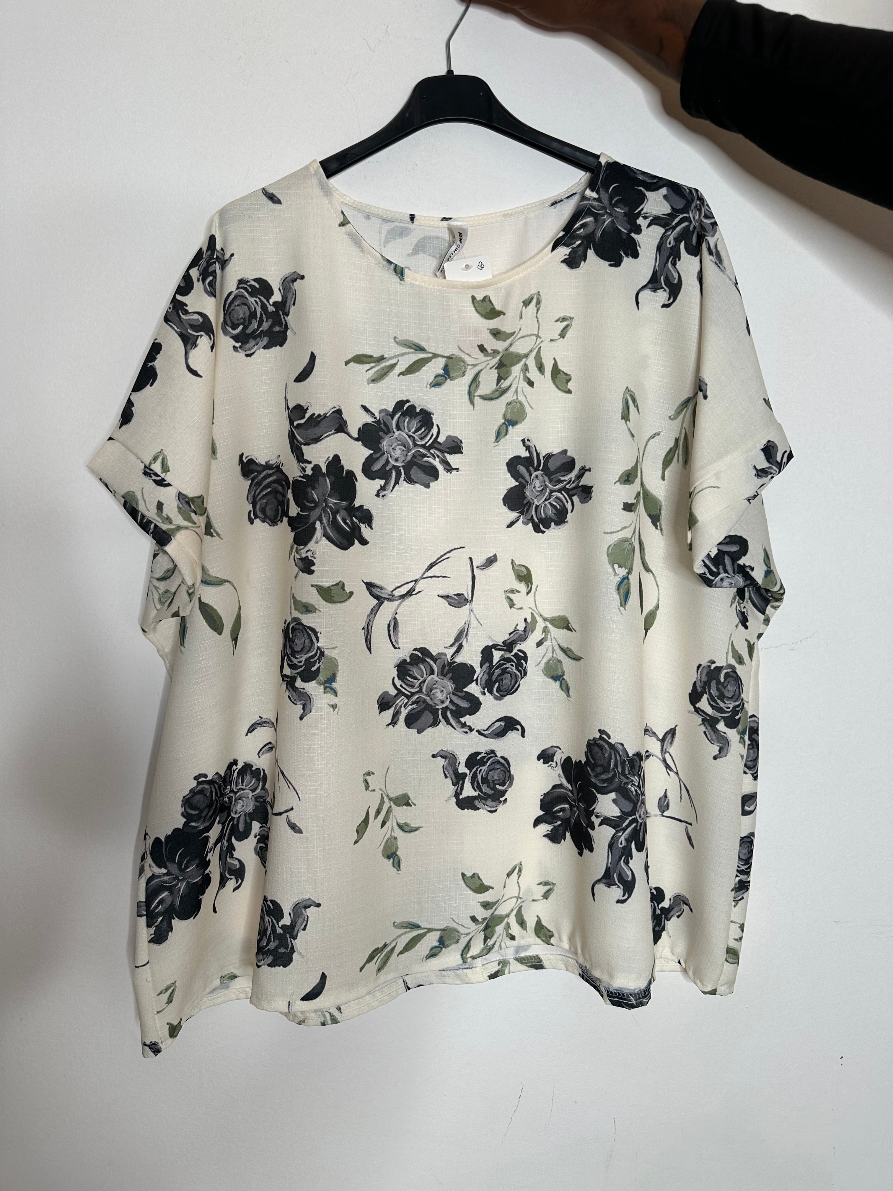 Hørlook bluse med blomster - ITJULI25