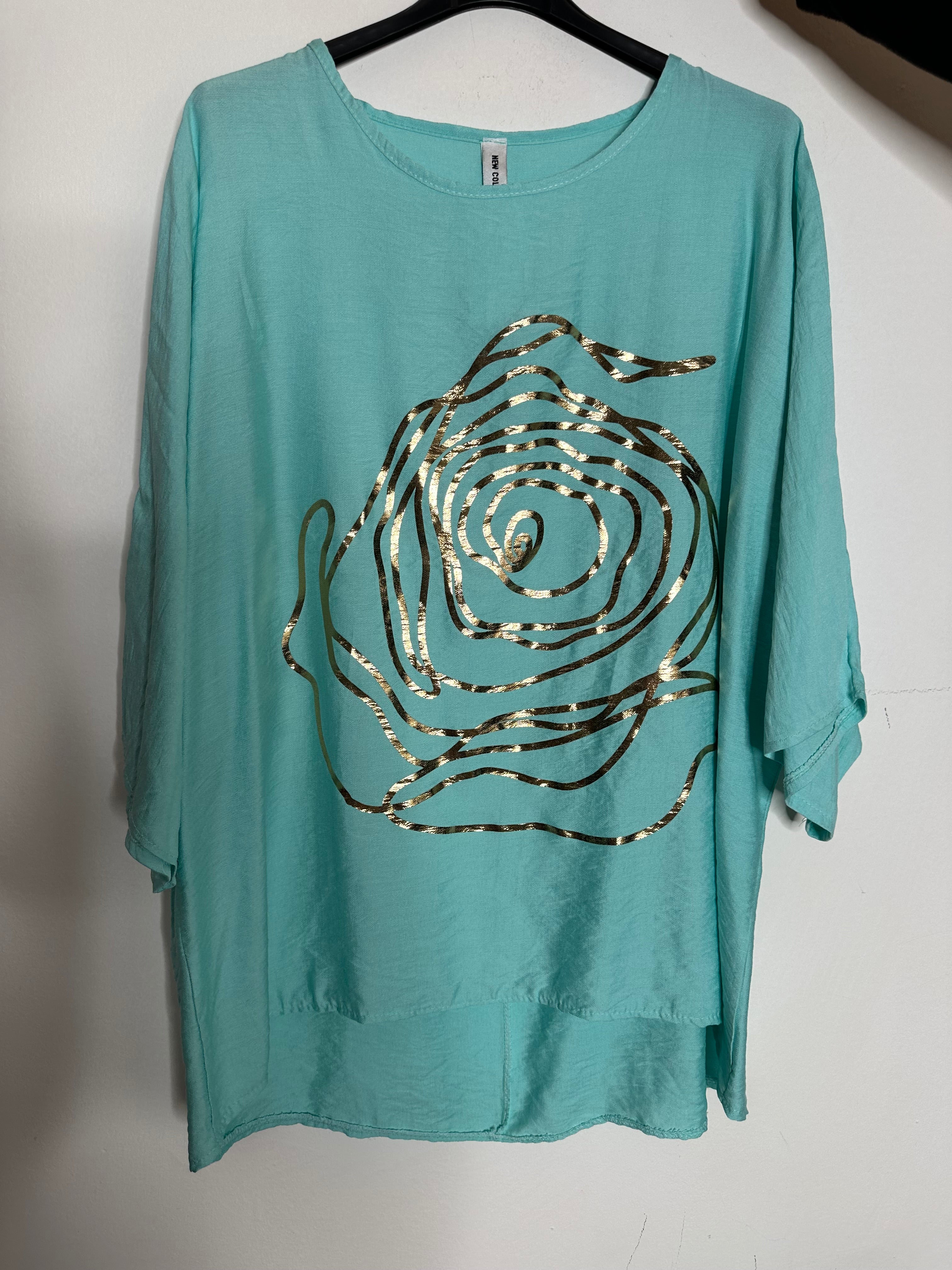 Bluse med guld rose - ITJULI25