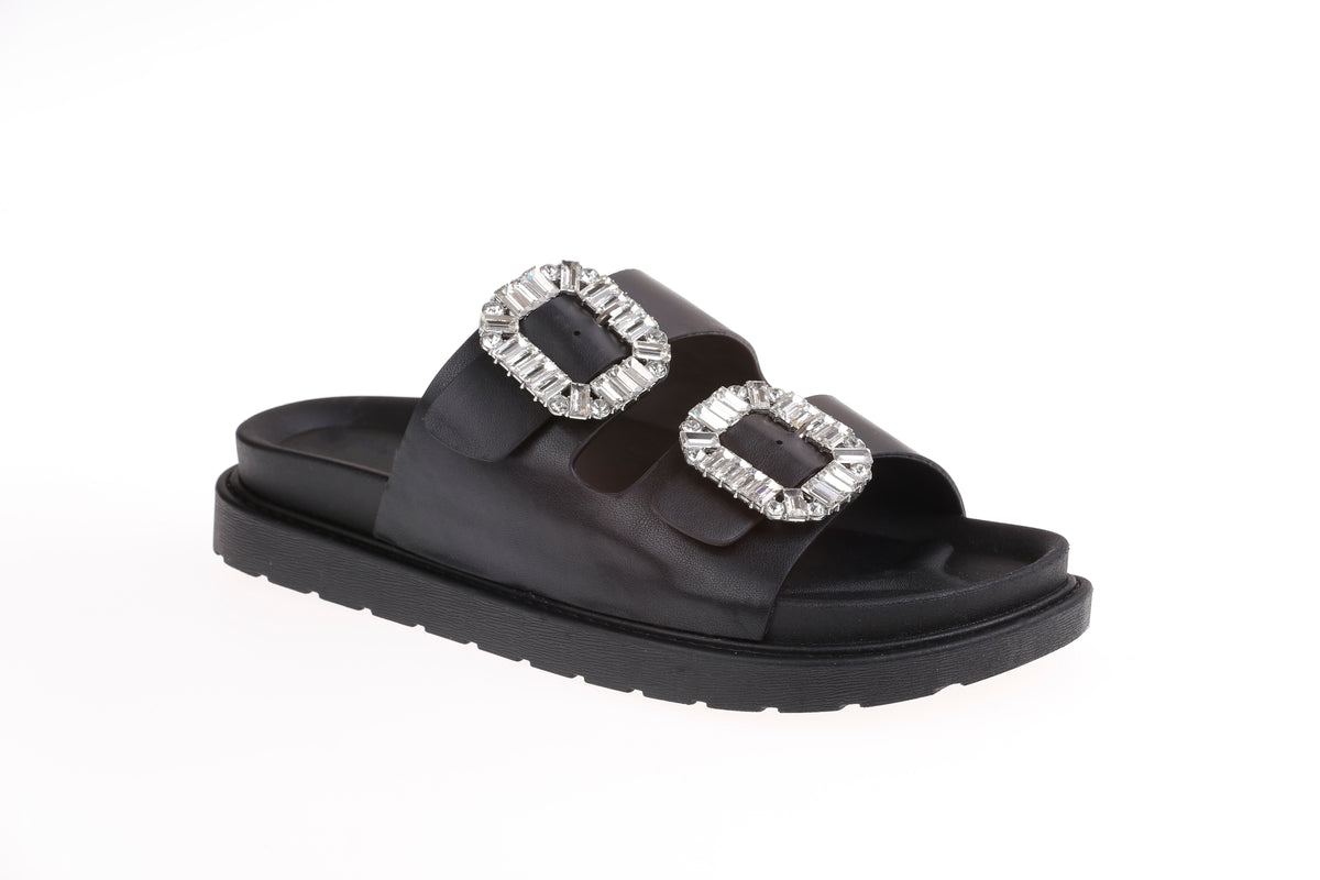 Slip on sandaler med bling broche by Krone 1