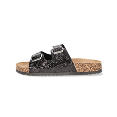 Glitter slip on sandaler med spænder