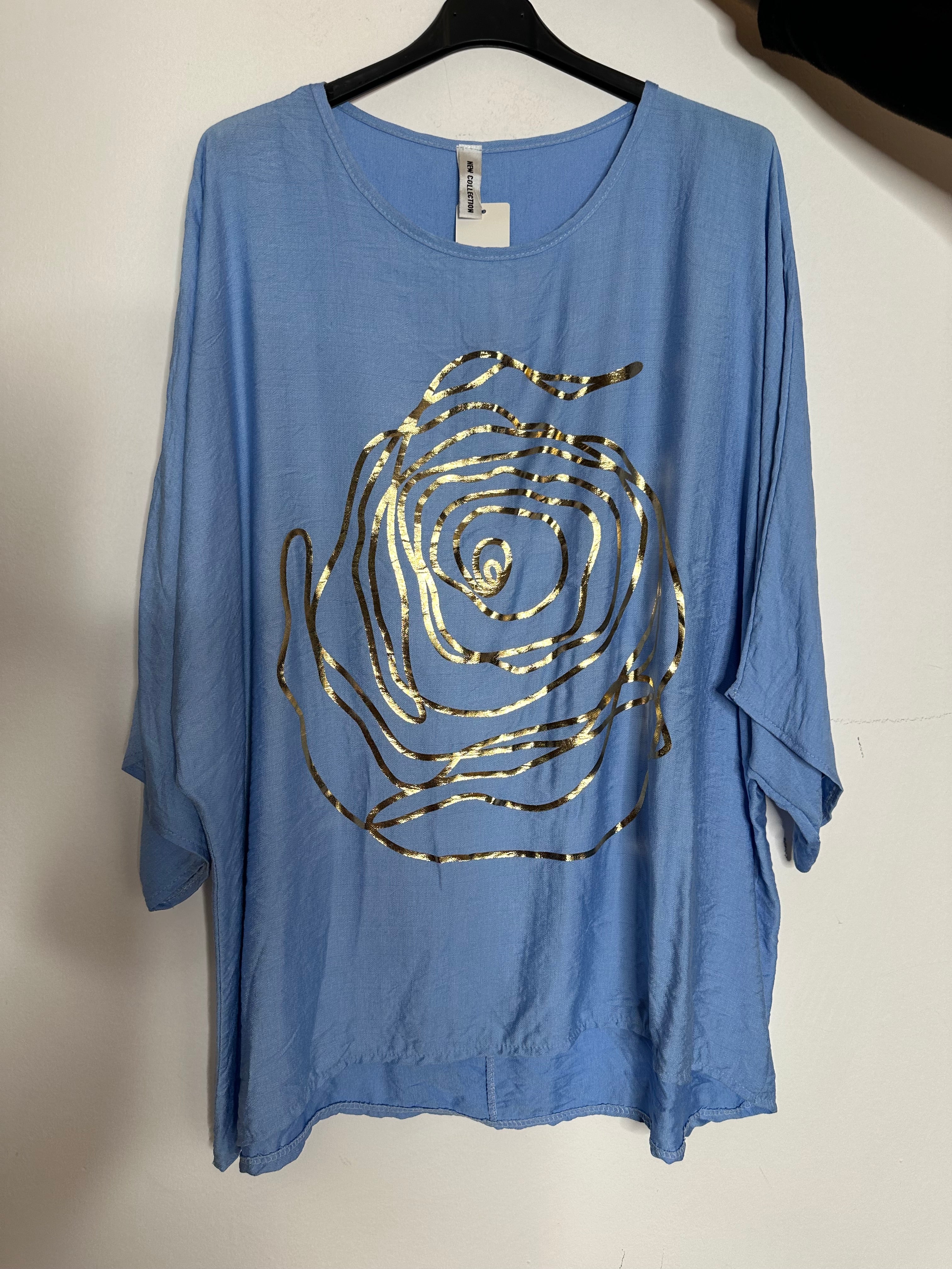 Bluse med guld rose - ITJULI25