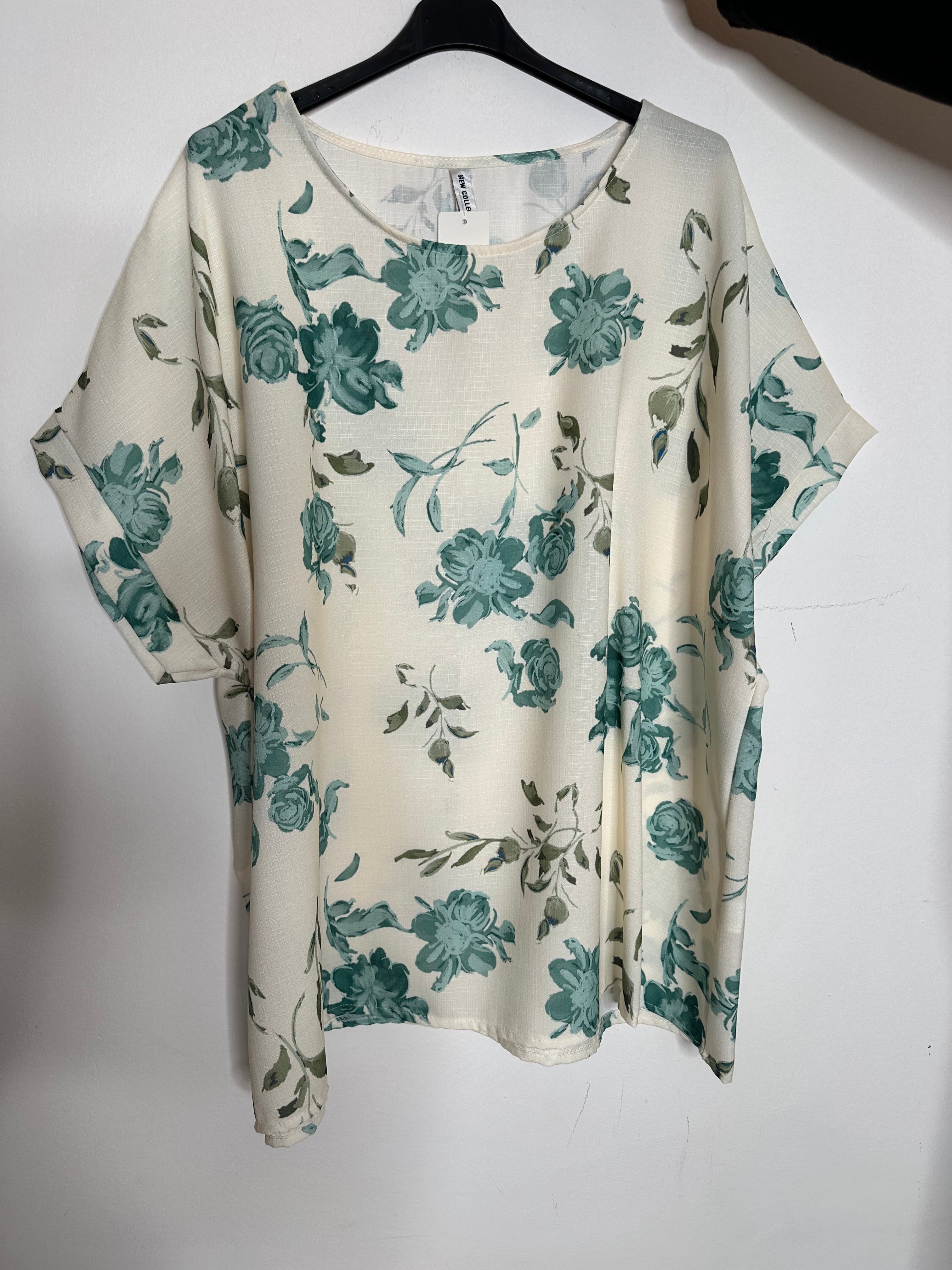 Hørlook bluse med blomster - ITJULI25