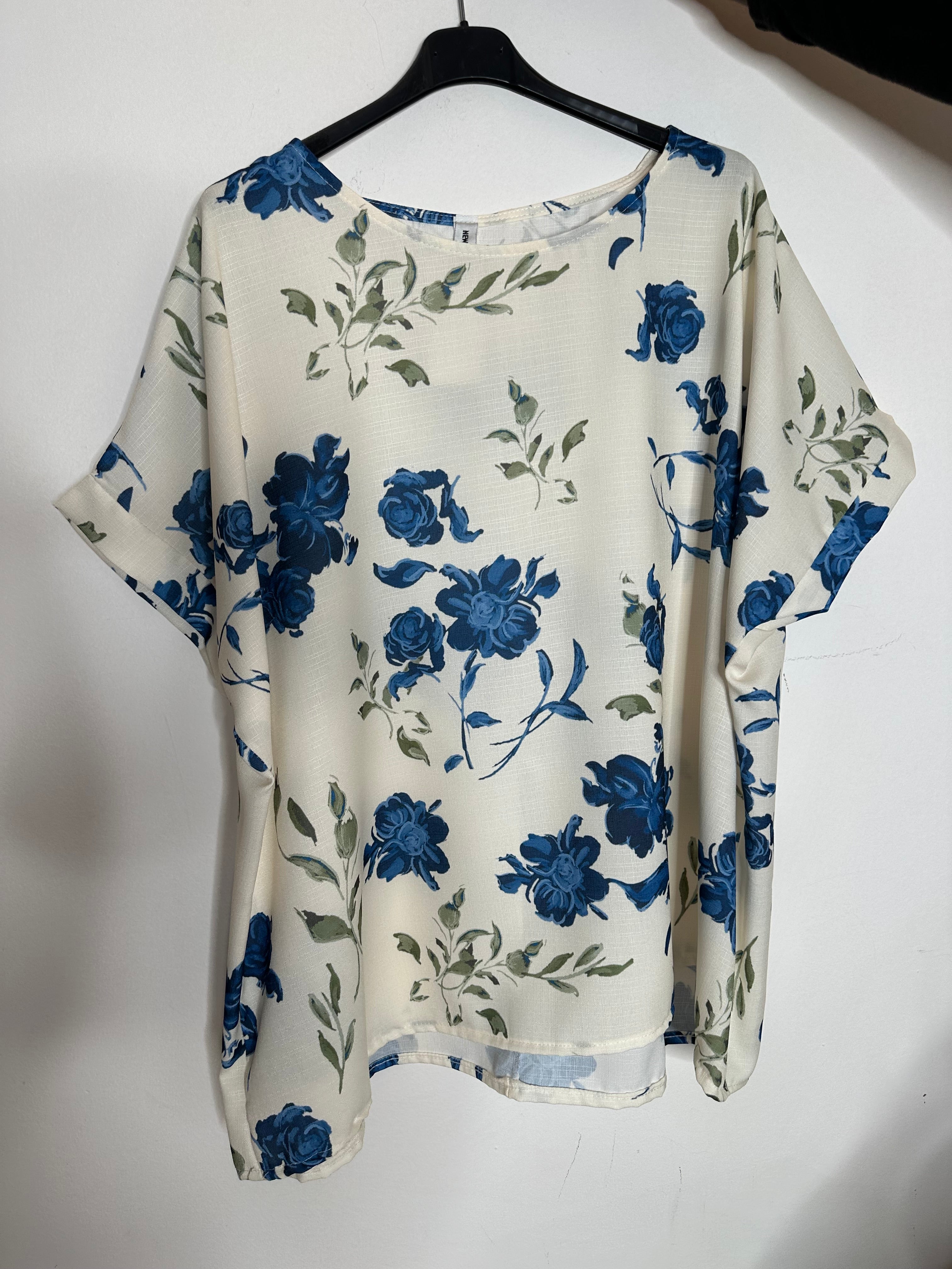 Hørlook bluse med blomster - ITJULI25