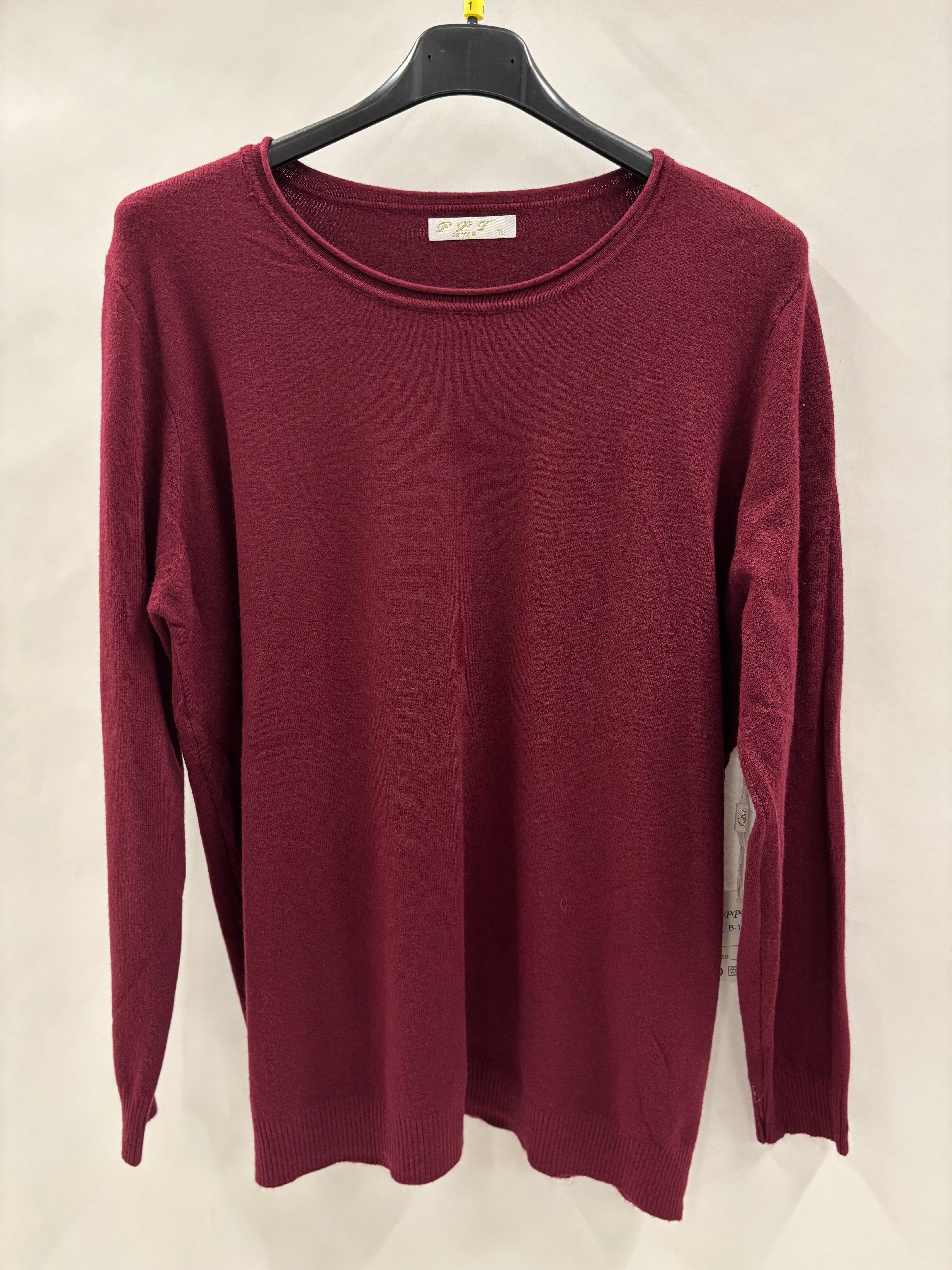 Langærmet Ensfarvet Bluse - Brystmål 120cm